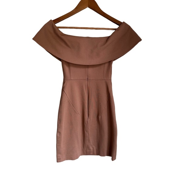 Babaton Aritzia Off-Shoulder Dress – Minimalist Taupe Cocktail Style Mini - Picture 6 of 6